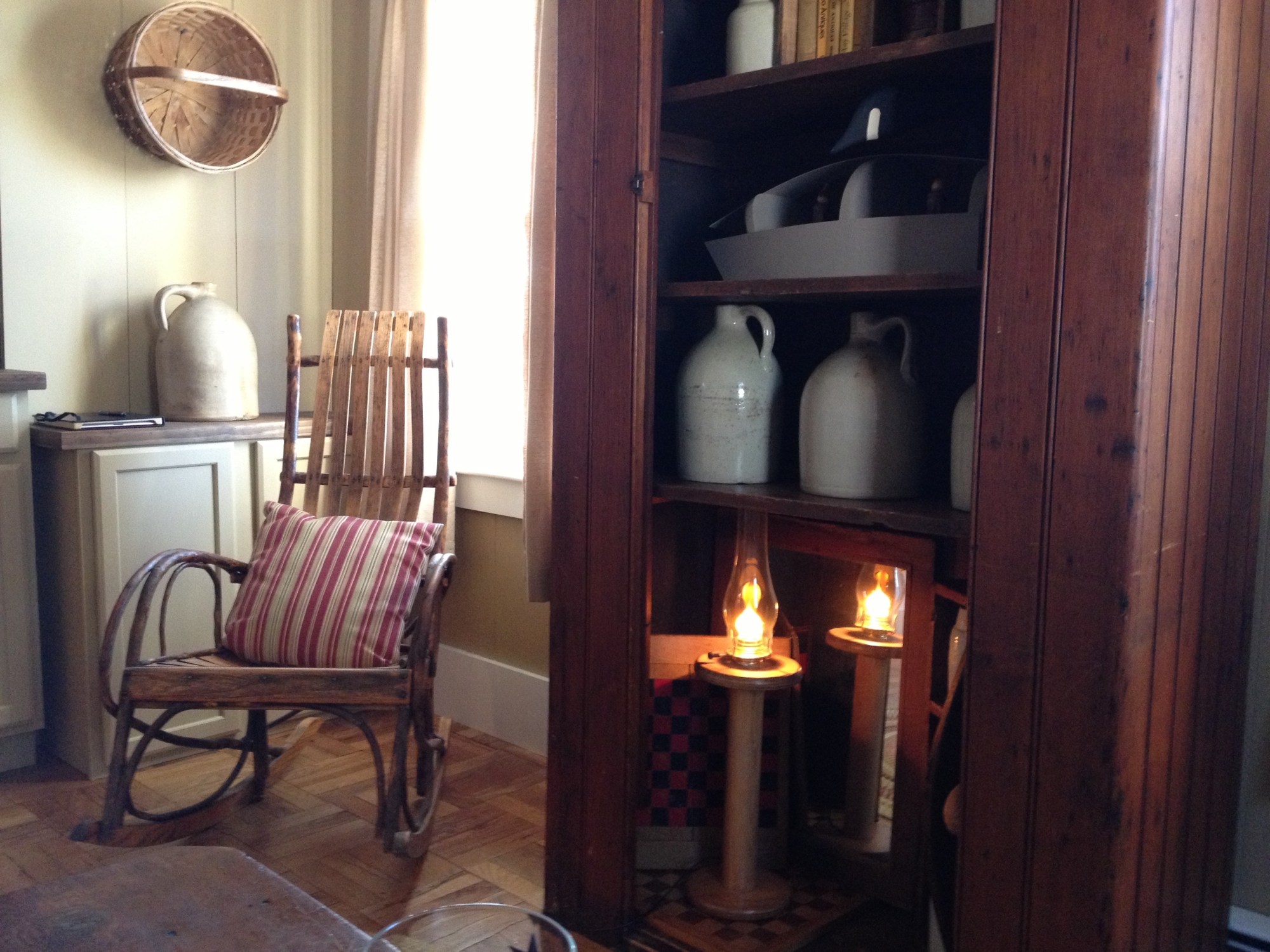 sun shines on rocking chair