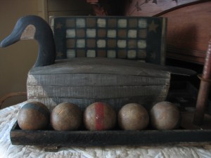 wooden balls in a row