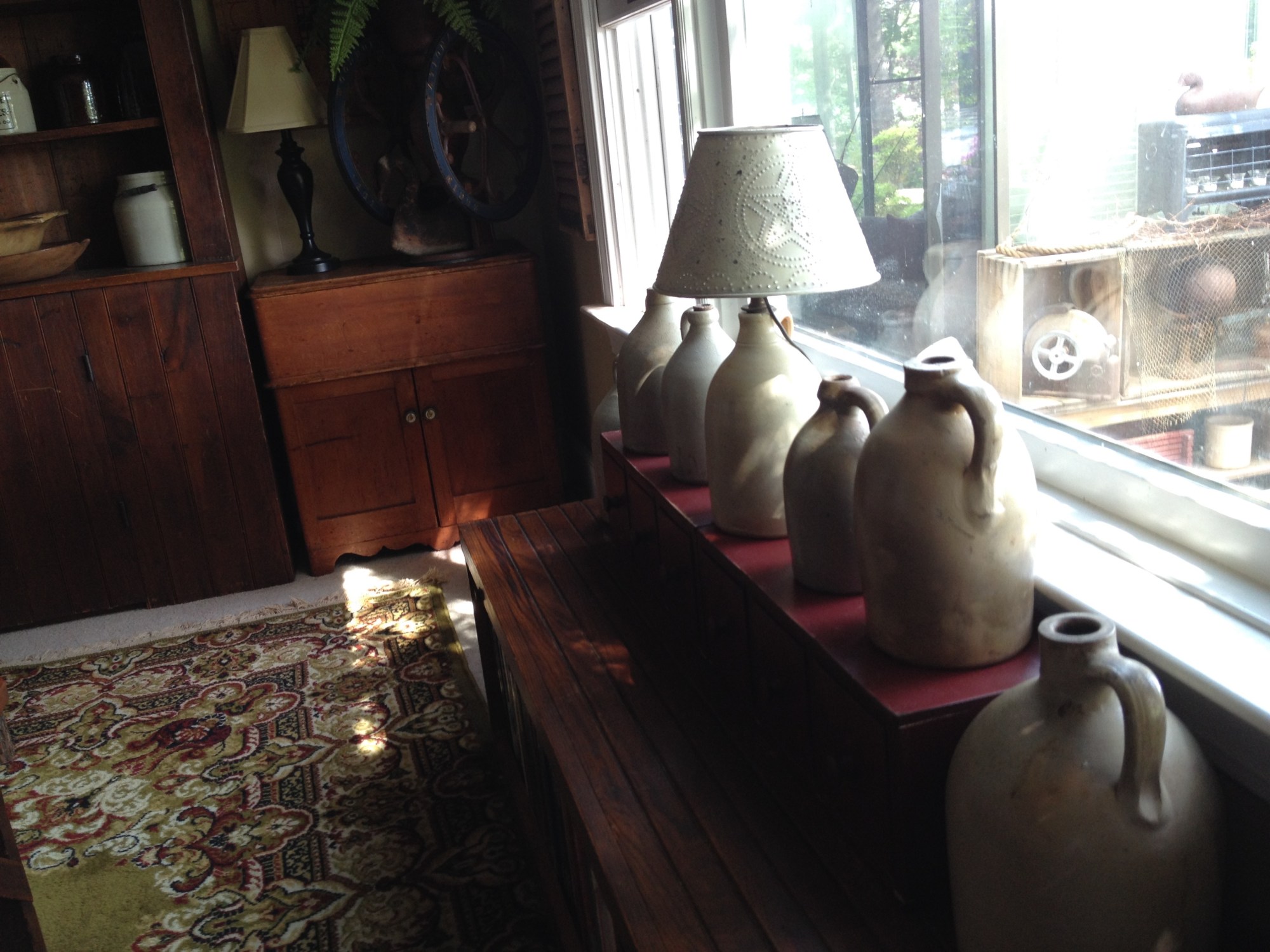 Old Jugs sit in the window